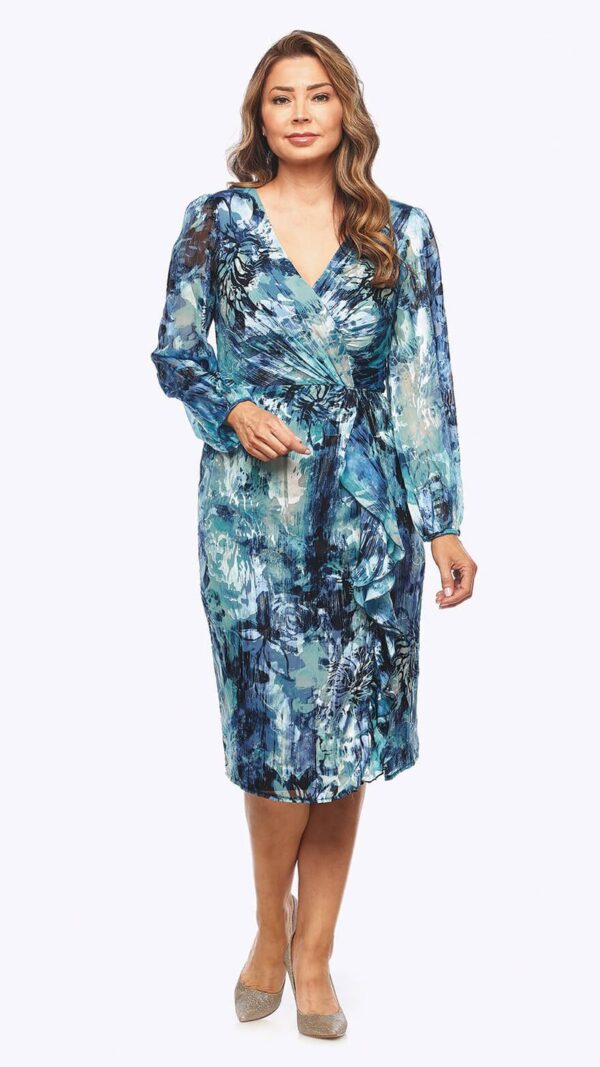 Ocean Print Burnout Cocktail Dress