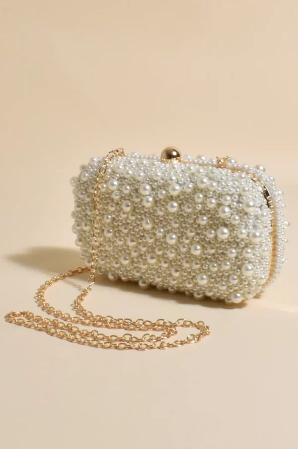 Rhianna Faux Pearl Structured Clutch