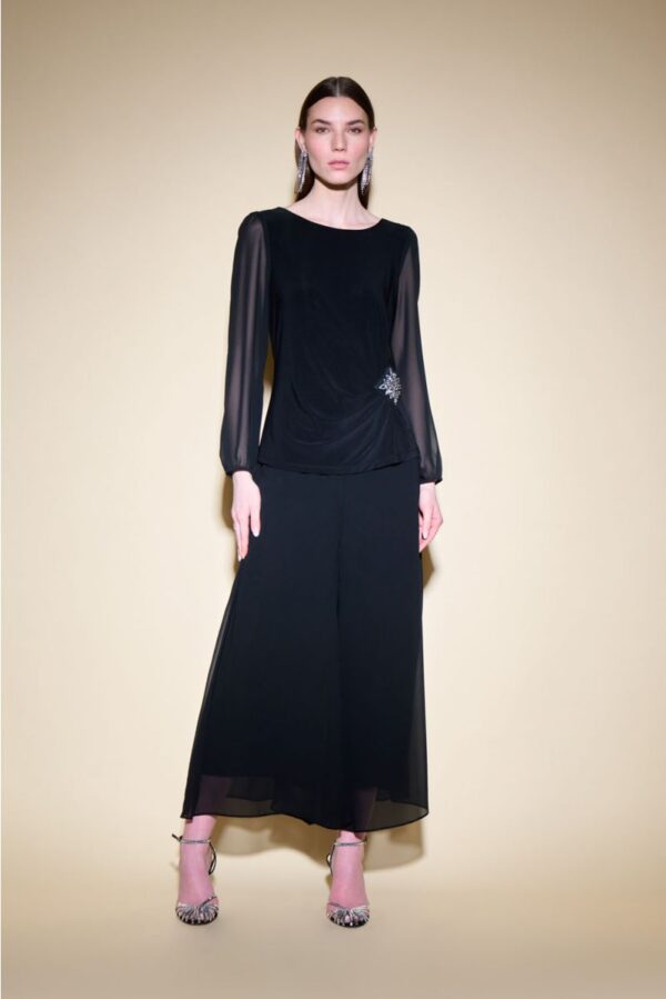 Joseph Ribkoff Evening Top with Long Chiffon Sleeves - Image 4