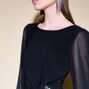 Joseph Ribkoff Evening Top with Long Chiffon Sleeves