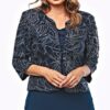 Embroidered Lurex Mesh Sequined Jacket and Chiffon Skirt Suit - Image 2