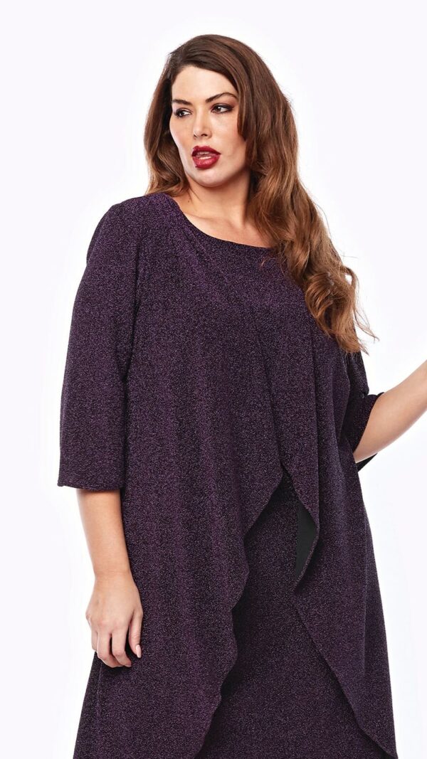Layla Jones Stretch Glitter Knit Cocktail Dress in Berry - Image 2