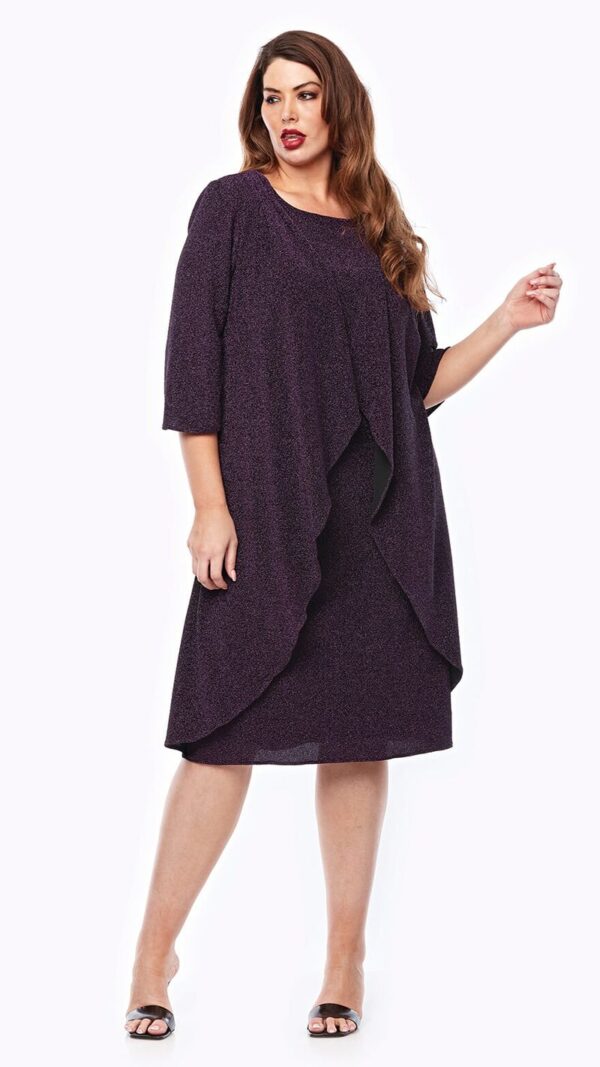 Layla Jones Stretch Glitter Knit Cocktail Dress in Berry