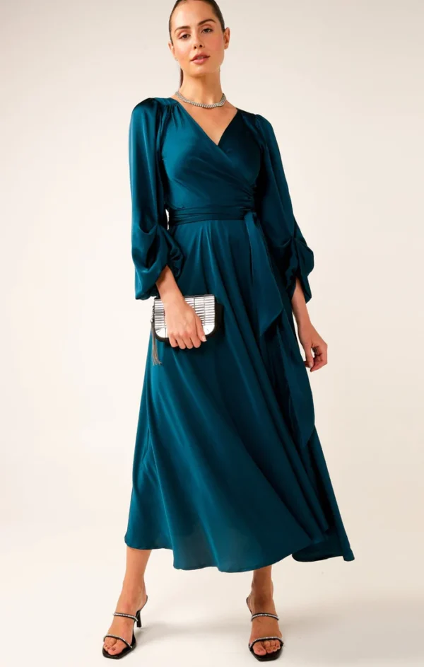 Dimmi Wrap Dress in Peacock - Image 2