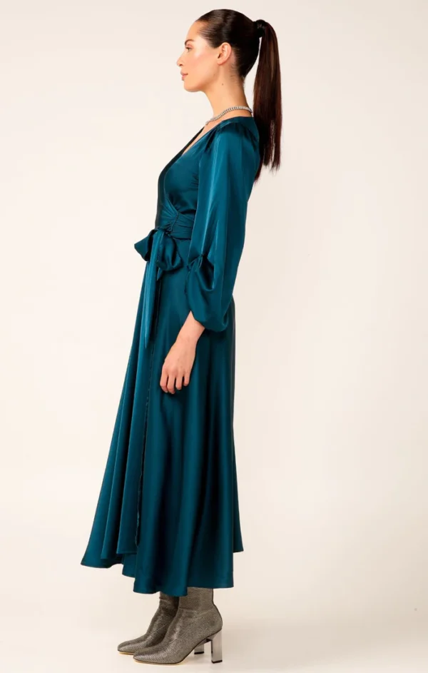 Dimmi Wrap Dress in Peacock - Image 3