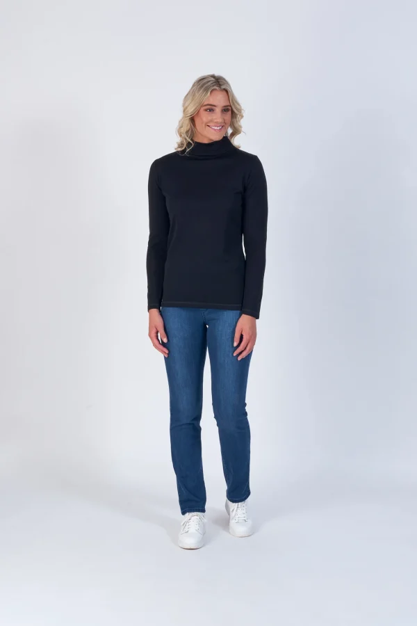 Vassalli 100% Merino Basic Long Sleeve Polo Neck Top - Image 2