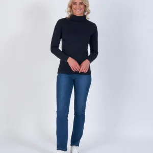 Vassalli 100% Merino Basic Long Sleeve Polo Neck Top
