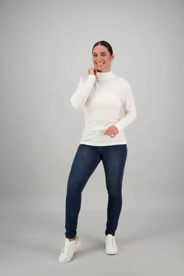 Vassalli 100% Merino Basic Polo Neck Top