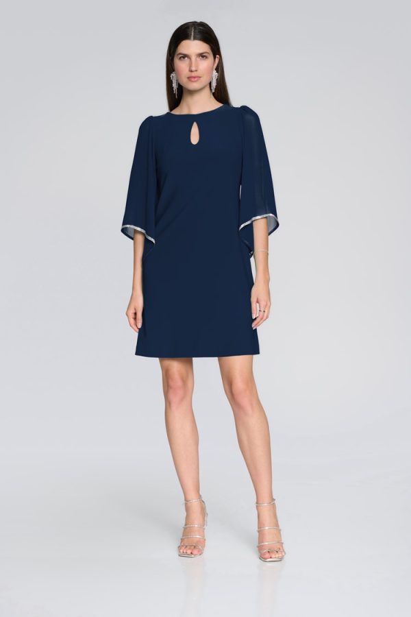 Joseph Ribkoff Silky Knit Shift Dress with Chiffon Sleeves