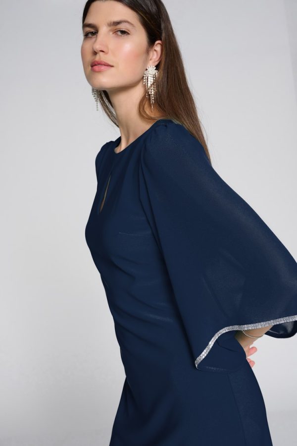 Joseph Ribkoff Silky Knit Shift Dress with Chiffon Sleeves - Image 2