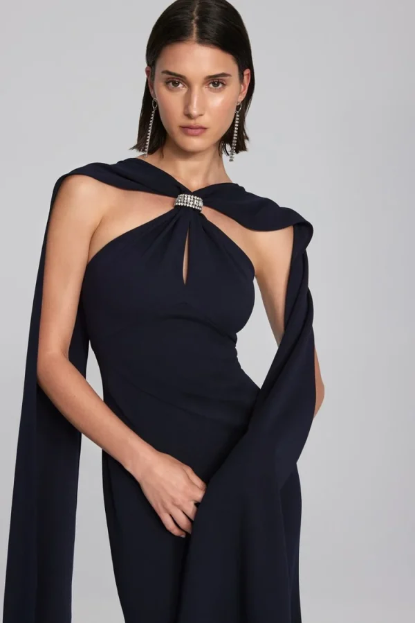 Joseph Ribkoff Scuba Crepe Trumpet Gown with Rhinestone Detail - Image 2