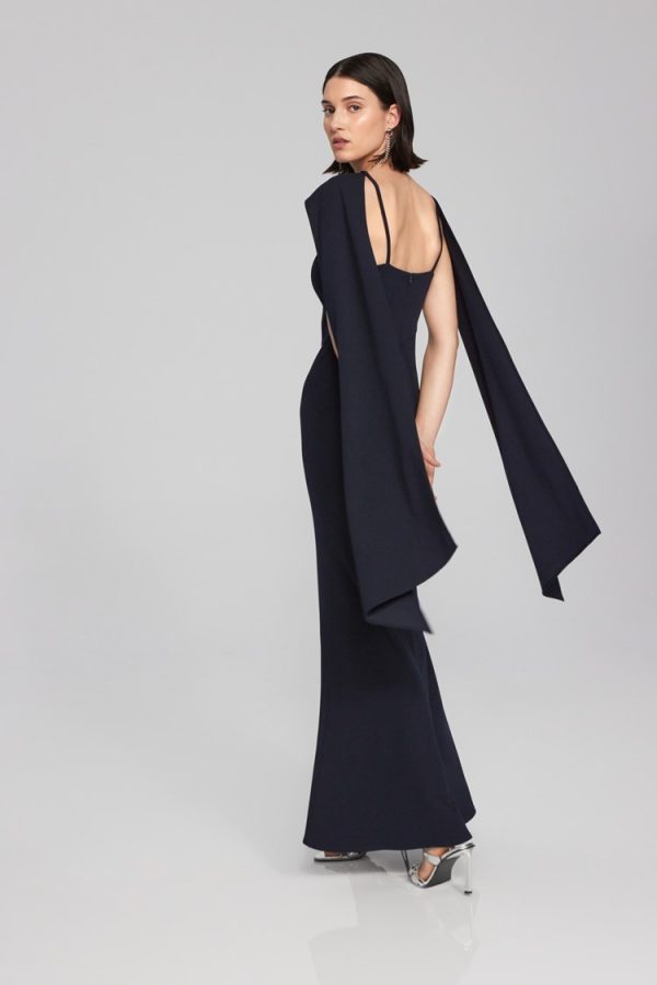 Joseph Ribkoff Scuba Crepe Trumpet Gown with Rhinestone Detail - Image 3