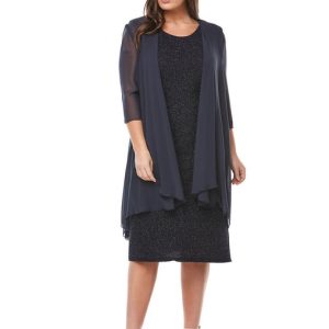 Layla Jones Stretch Galaxy Cocktail Dress With Chiffon Jacket