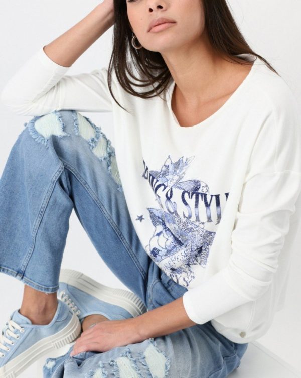 Monari T-Shirt with Decorative Stone Print - Image 2