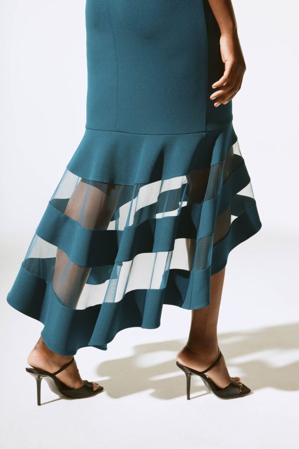 Joseph Ribkoff Scuba Crepe And Mesh Trumpet Gown - Image 3