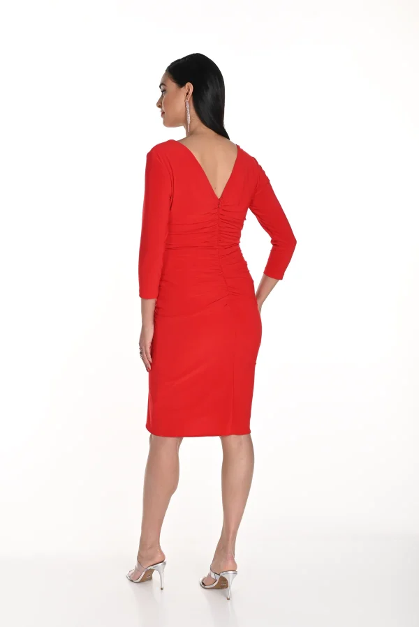Frank Lyman Ruched Cocktail Dress in Lipstick - Image 4