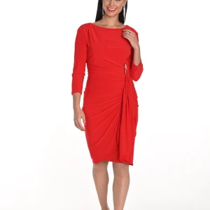 Frank Lyman Ruched Cocktail Dress in Lipstick
