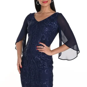 Frank Lyman Sheath Sequin V-neck Dress
