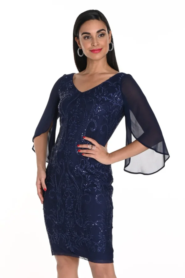 Frank Lyman Sheath Sequin V-neck Dress