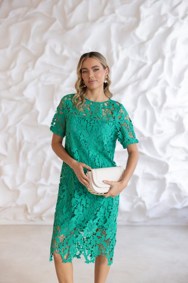 Two T's Guipure Lace Dress - Emerald - Image 3