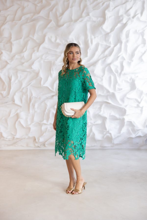 Two T's Guipure Lace Dress - Emerald - Image 2