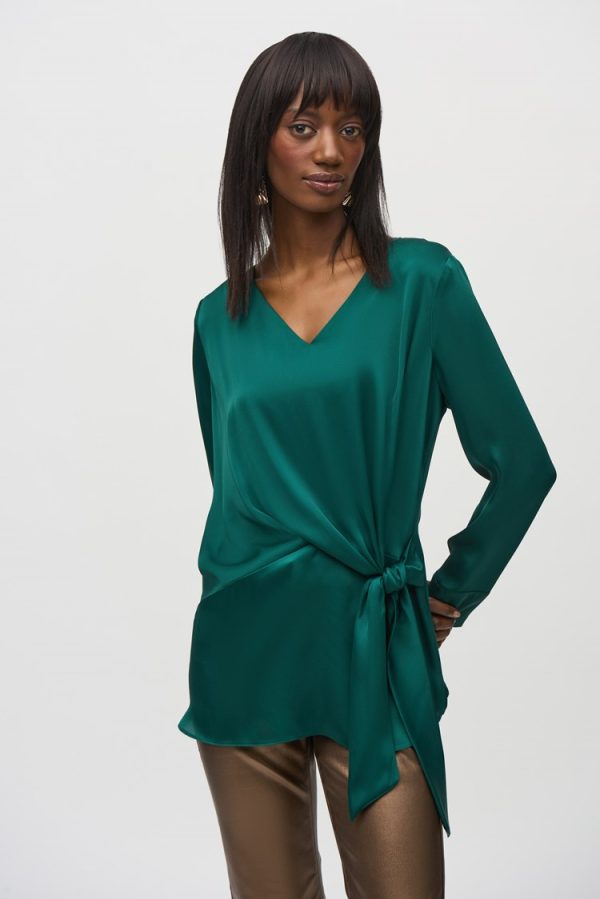 Joseph Ribkoff Satin Front Tie Straight Tunic - Image 2