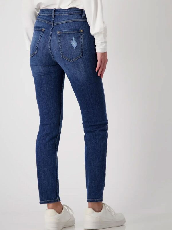 Monari Denim Jeans with Rhinestone Detail - Image 3