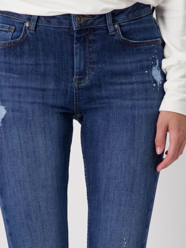 Monari Denim Jeans with Rhinestone Detail - Image 2
