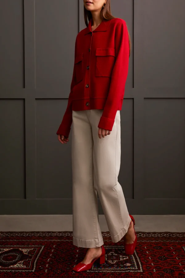 Double Knit Collared Sweater Cardigan - Image 4