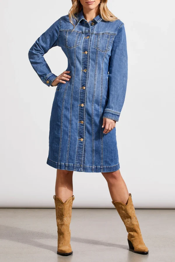 Long Fitted Denim Dress Jacket - Image 4