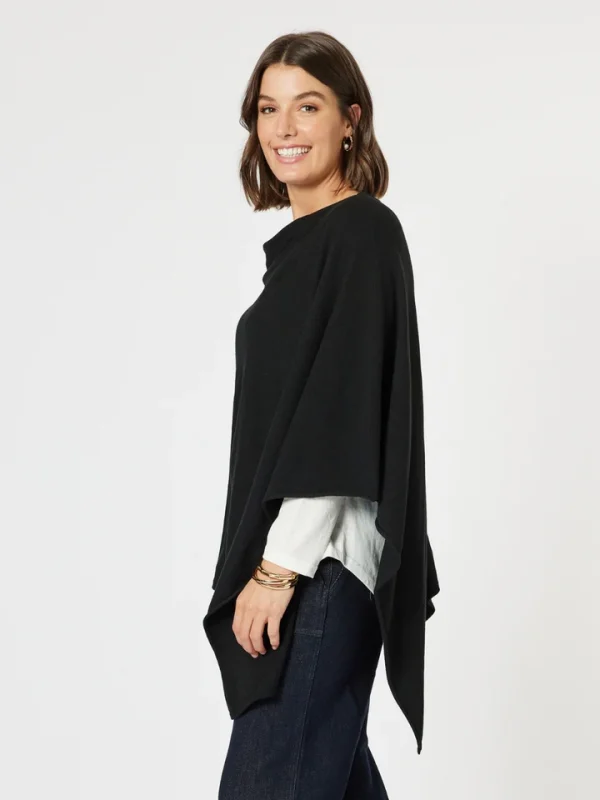 Macy Knit Poncho - Black - Image 2