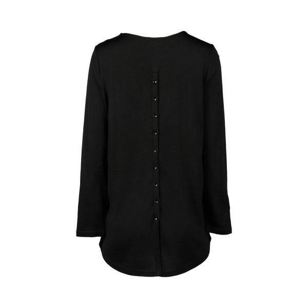 Merino Long Sleeve Top with Back Button Placket - Image 8
