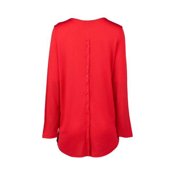Merino Long Sleeve Top with Back Button Placket - Image 3