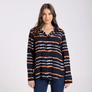 Tye Dye Shirt - Navy/Tangerine/White