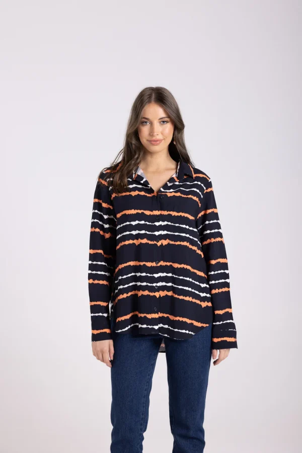 Tye Dye Shirt - Navy/Tangerine/White