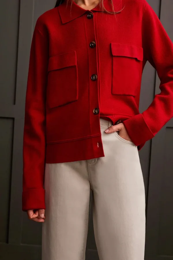 Double Knit Collared Sweater Cardigan - Image 2
