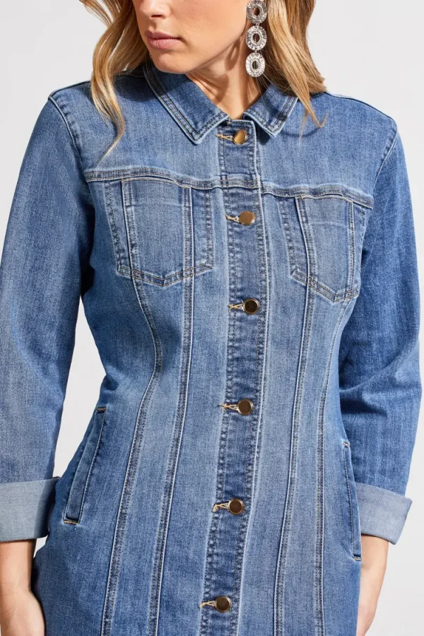 Long Fitted Denim Dress Jacket - Image 3