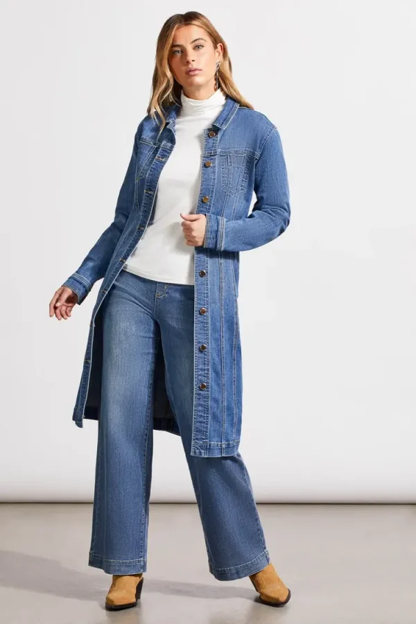 Long Fitted Denim Dress Jacket - Image 2
