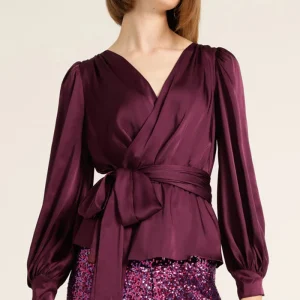 Satin Faux Wrap Top