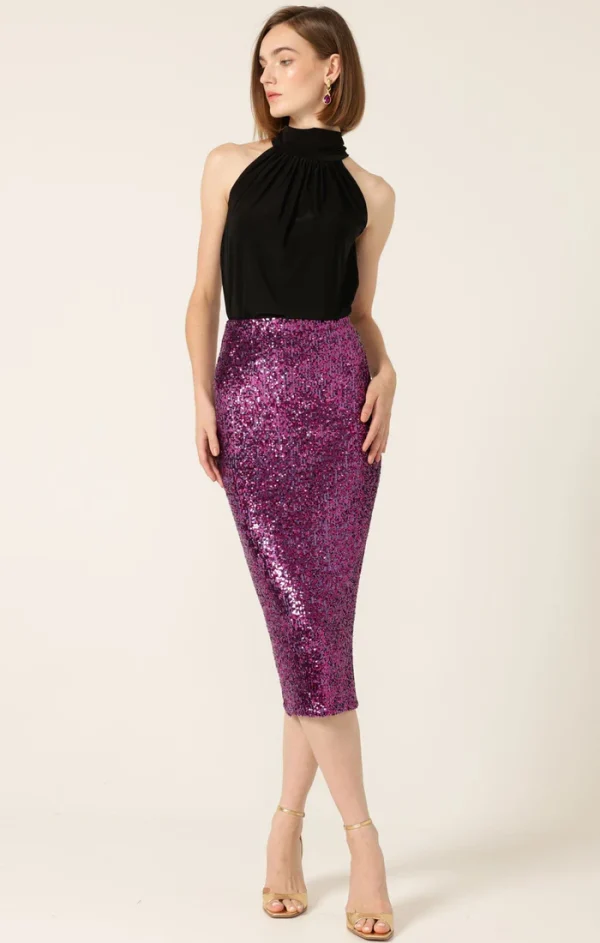 Sequin Pencil Skirt - Pink - Image 2