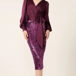 Sequin Pencil Skirt - Pink