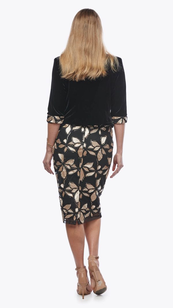 Embroidered Dress with Cropped Velvet Jacket - Image 3