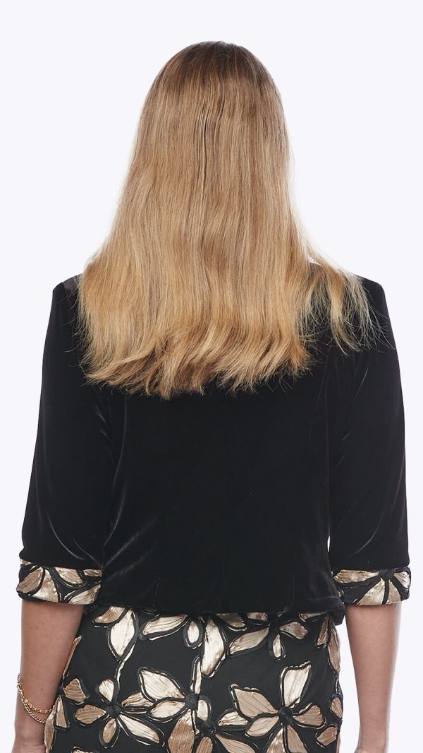 Embroidered Dress with Cropped Velvet Jacket - Image 4